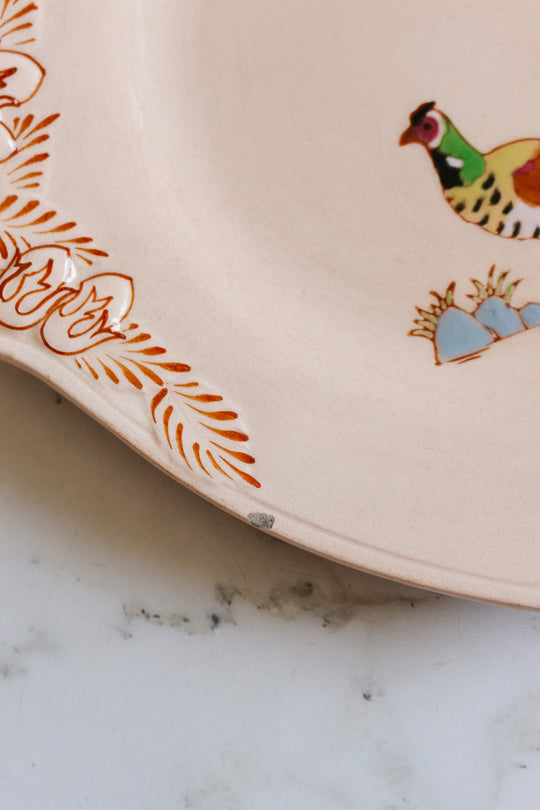 1930s art deco french émaux de longwy pink plate