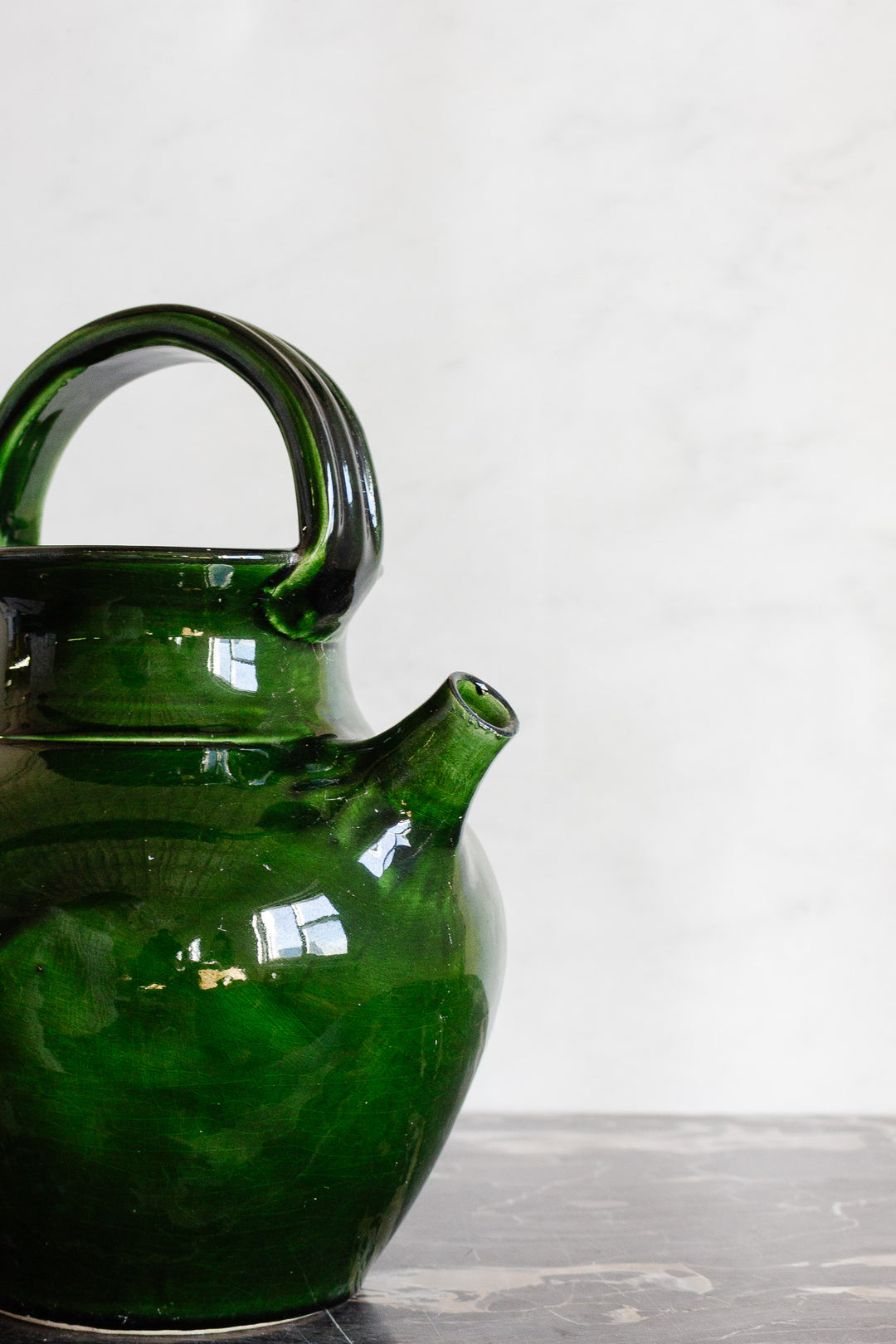 vintage french green glazed water vessel