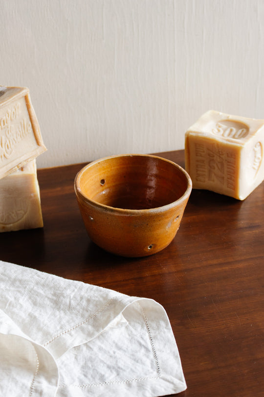 antique french stoneware cheese mold