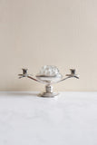 large antique french hotel silver flower frog with candle holders