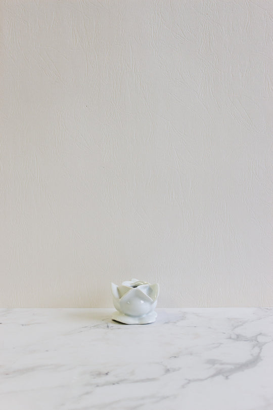 vintage limoges white rose candle votive