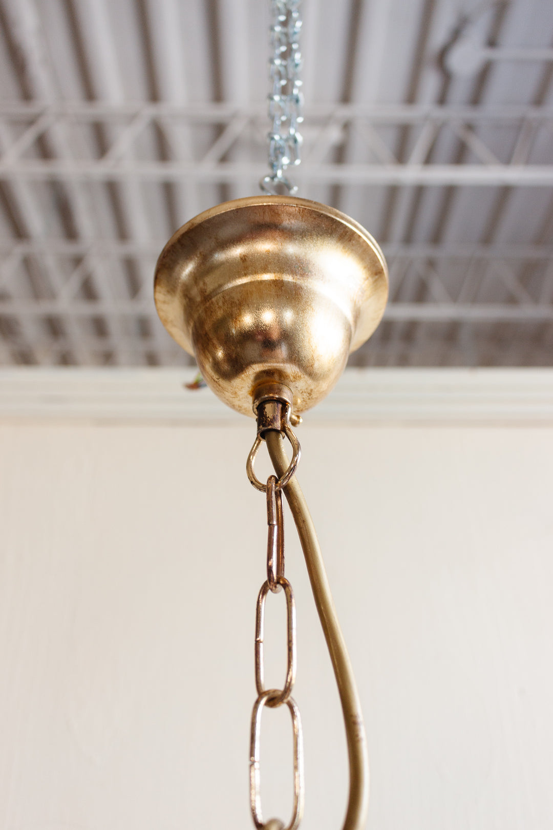 midcentury French “golden wheat” chandelier