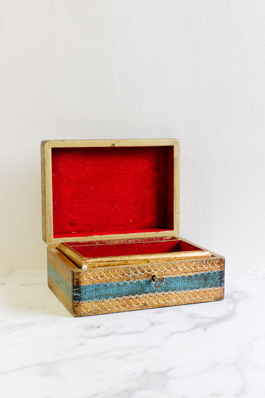vintage italian florentine jewelry box with key