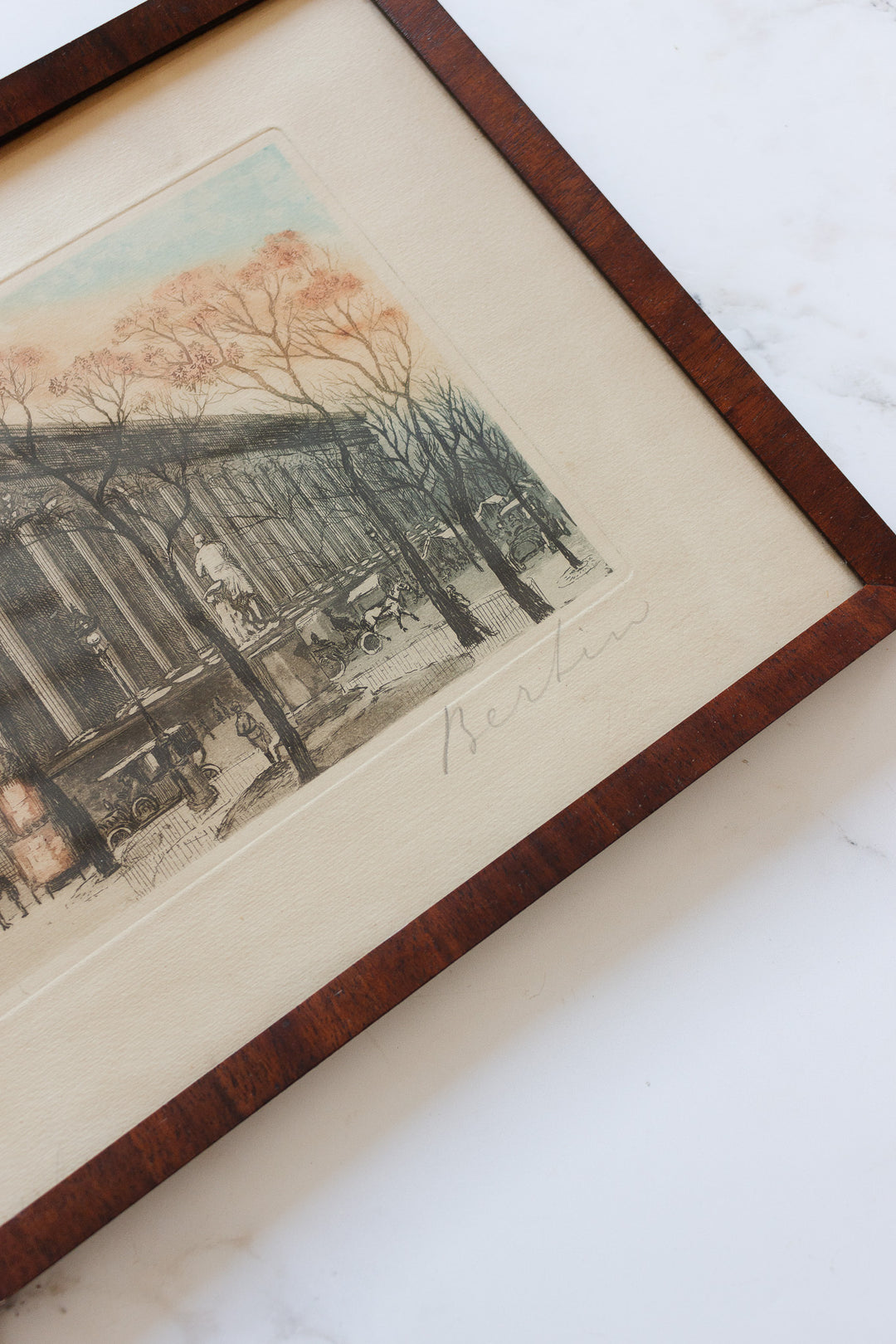 antique german etching of berlin