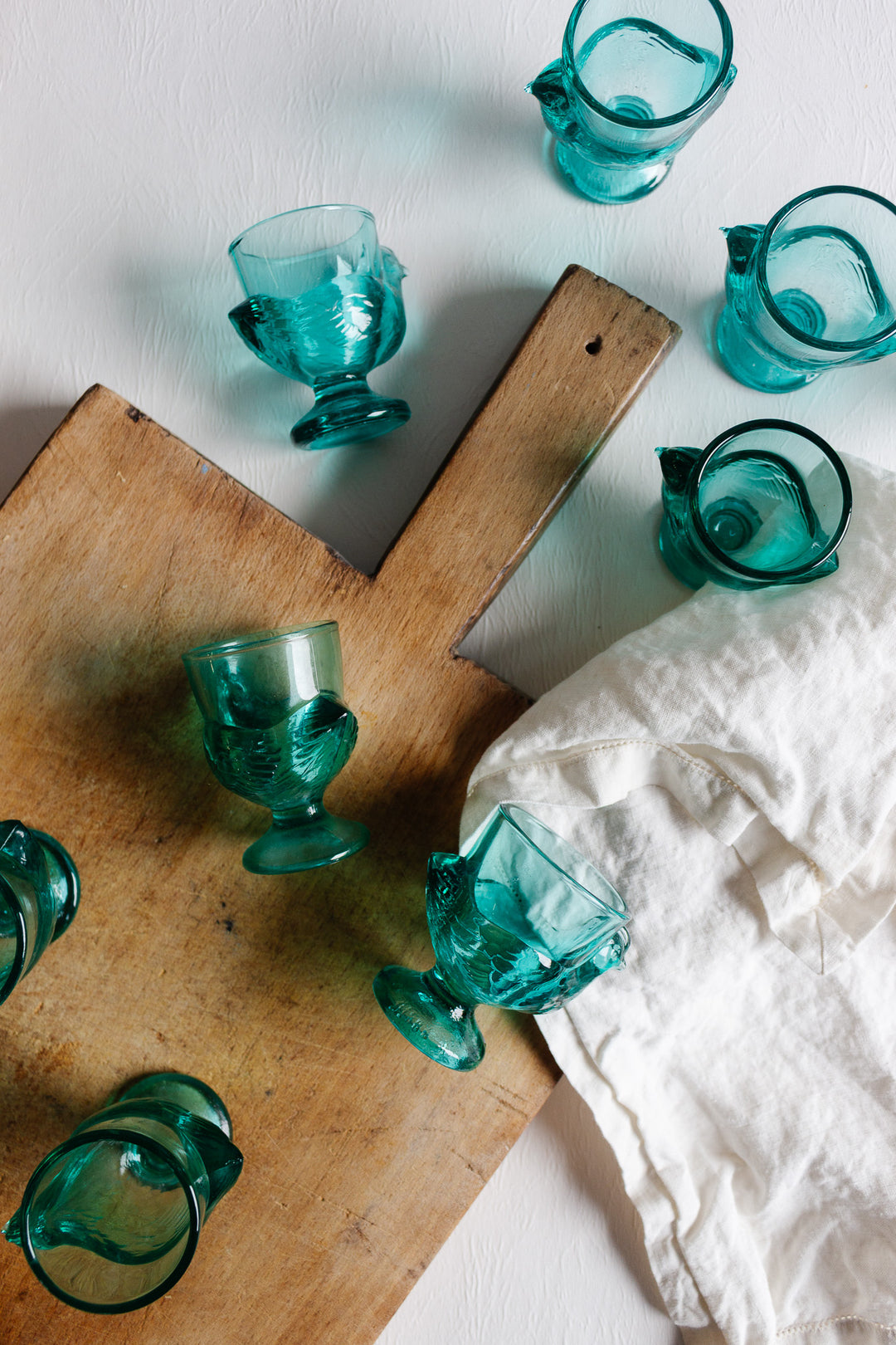 vintage french turquoise egg cups, set of 9