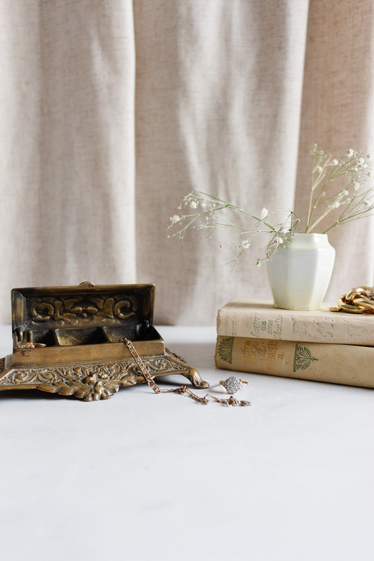 antique French brass stamp box