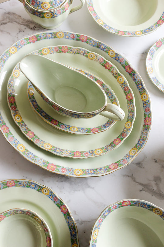 1930s grindley almond petal rainbow 28 piece dish set