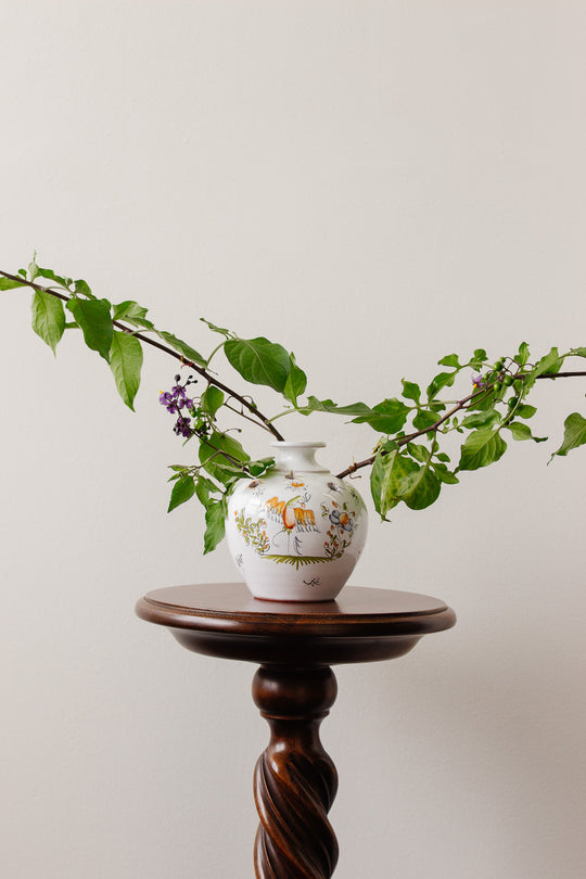 vintage french moustiers pique-fleurs vase