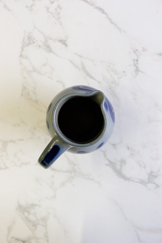 vintage german stoneware salt glazed cobalt blue pitcher ii