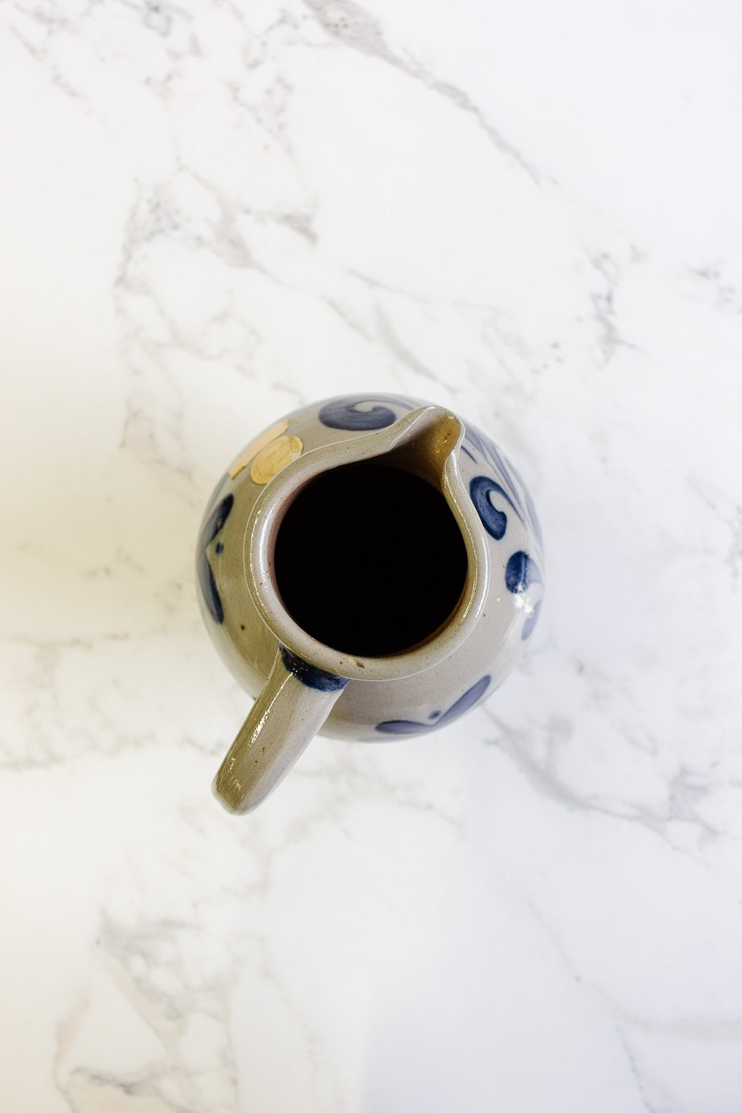 vintage german stoneware salt glazed cobalt blue pitcher i