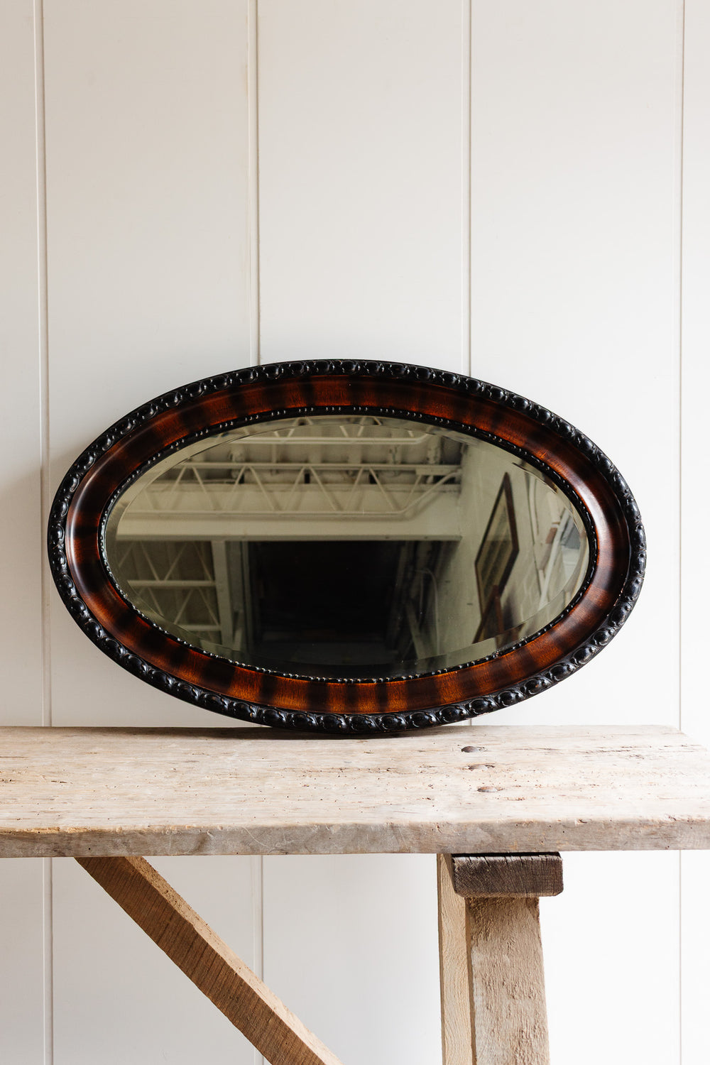 antique french oval beveled mirror