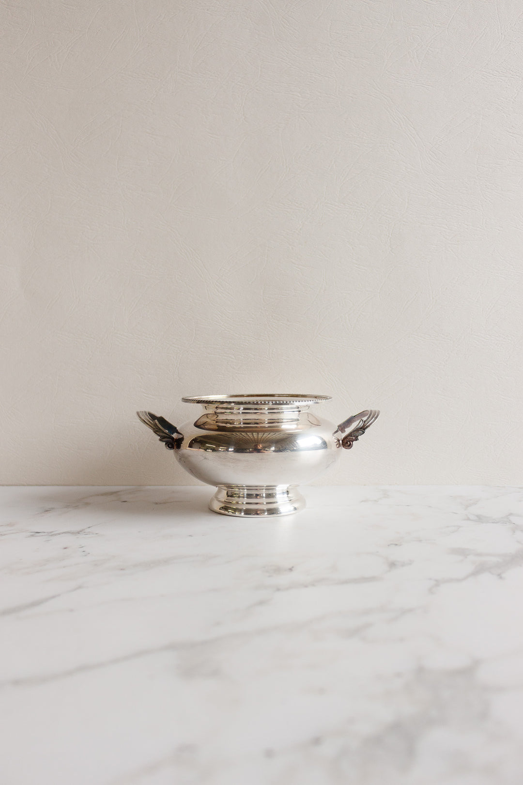 antique aheffield reproduction silver double handled bowl