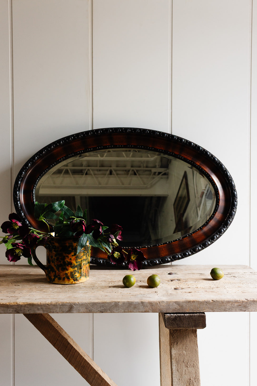 antique french oval beveled mirror