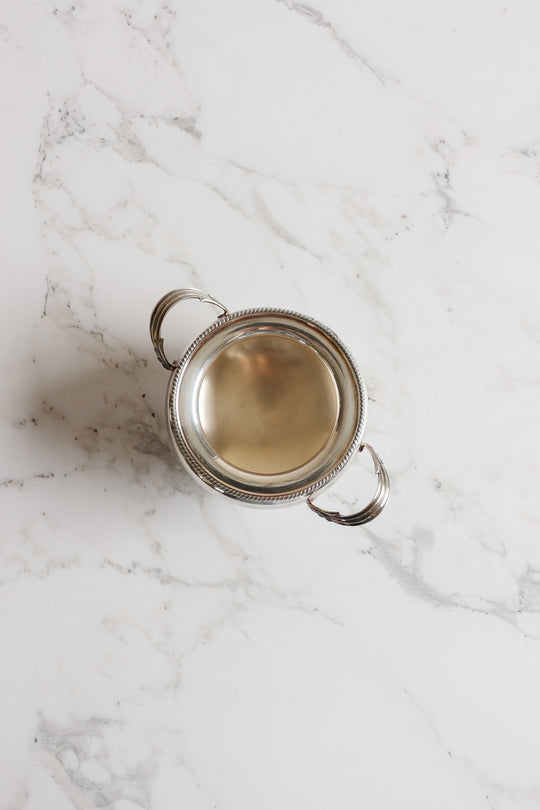 antique aheffield reproduction silver double handled bowl