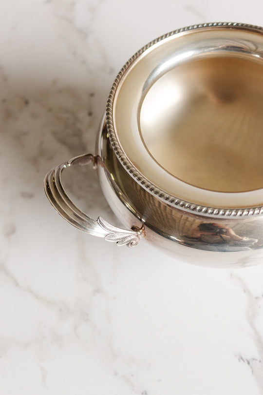 antique aheffield reproduction silver double handled bowl