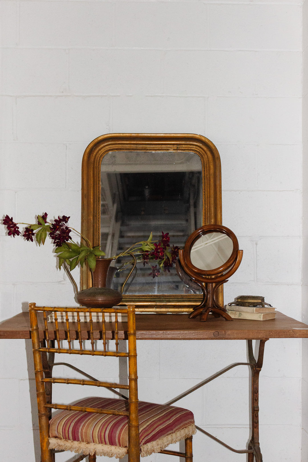 1920s French oak and cast iron bistro table