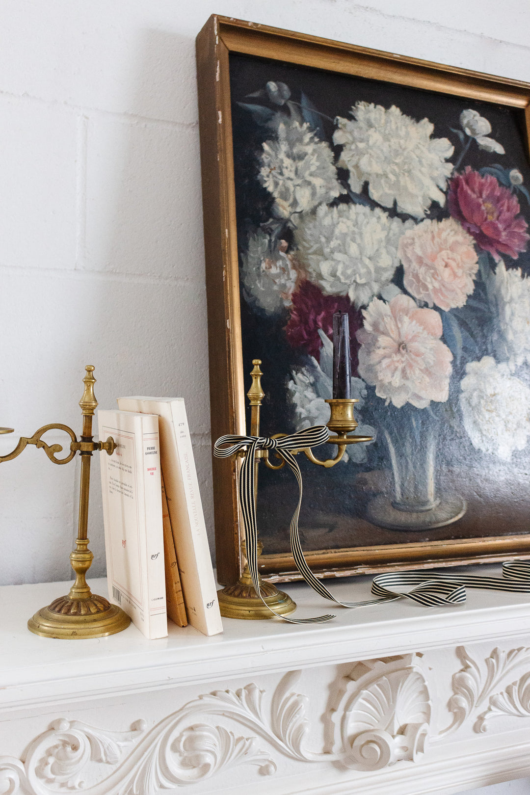 19th century french brass cantilever piano candlesticks, set of 2