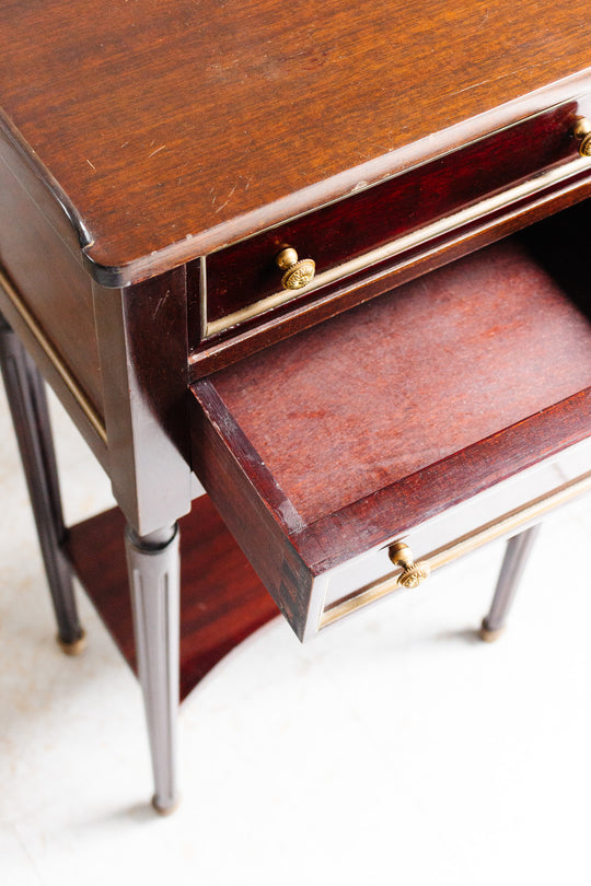 pair of vintage French Louis XVI mahogany night stands