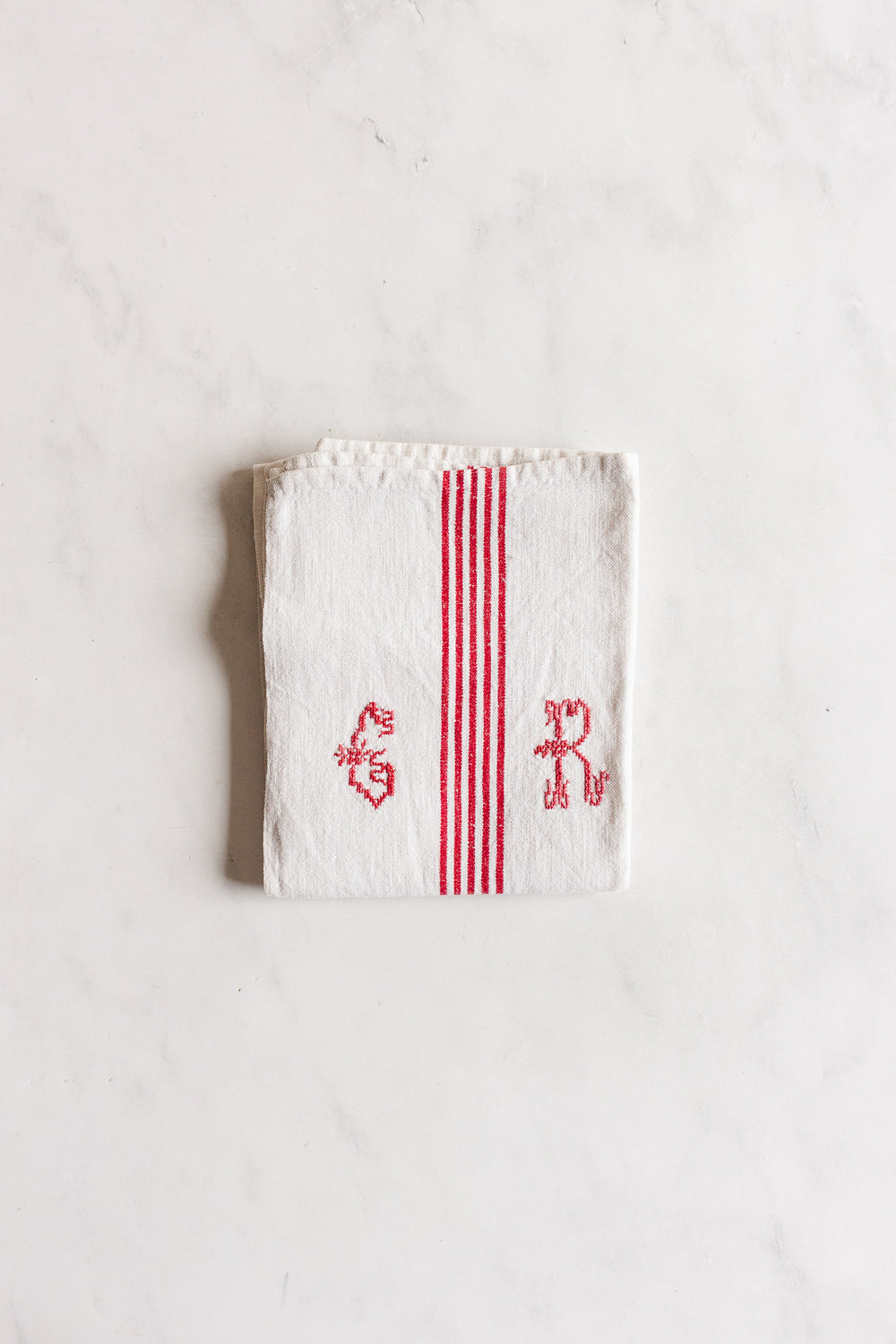 vintage french monogrammed kitchen towels, set of 2