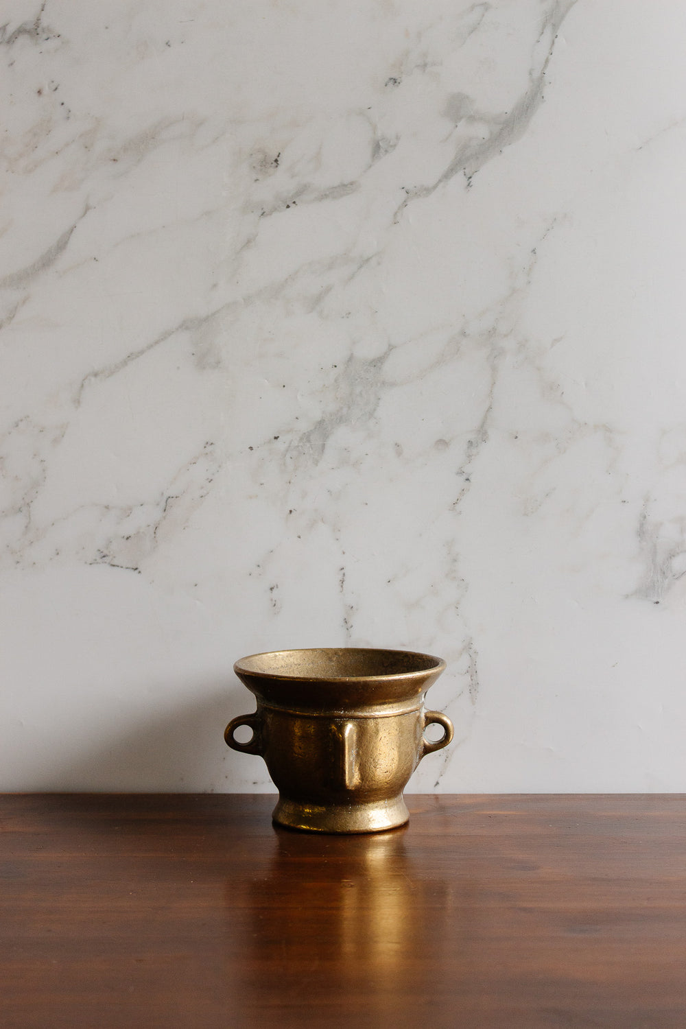 19th century french brass pedestal mortar