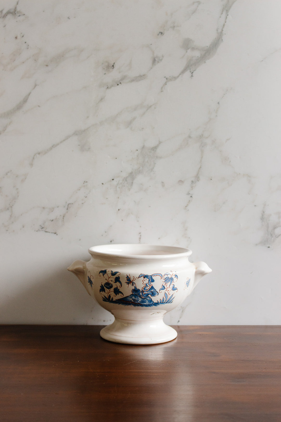 vintage french blue and white moustiers vase