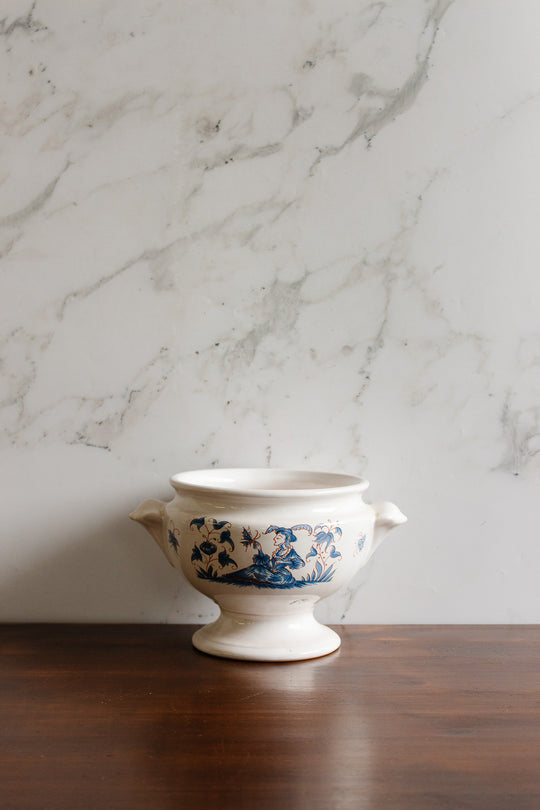 vintage french blue and white moustiers vase