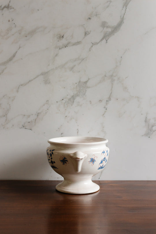 vintage french blue and white moustiers vase