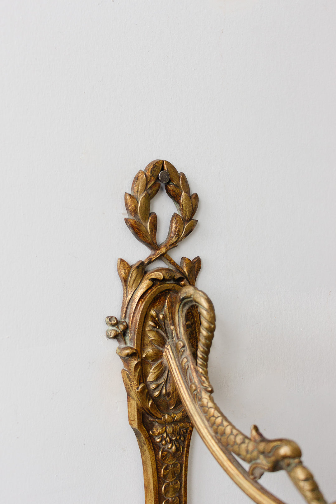 pair of art deco french brass wall sconces with glass shades