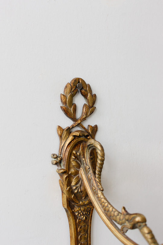 pair of art deco french brass wall sconces with glass shades