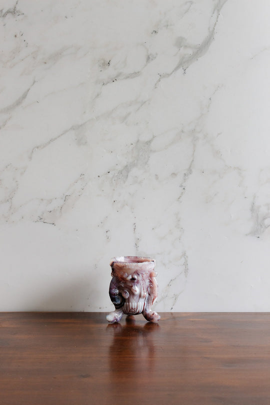 antique french opaline de foire  vase with triton feet
