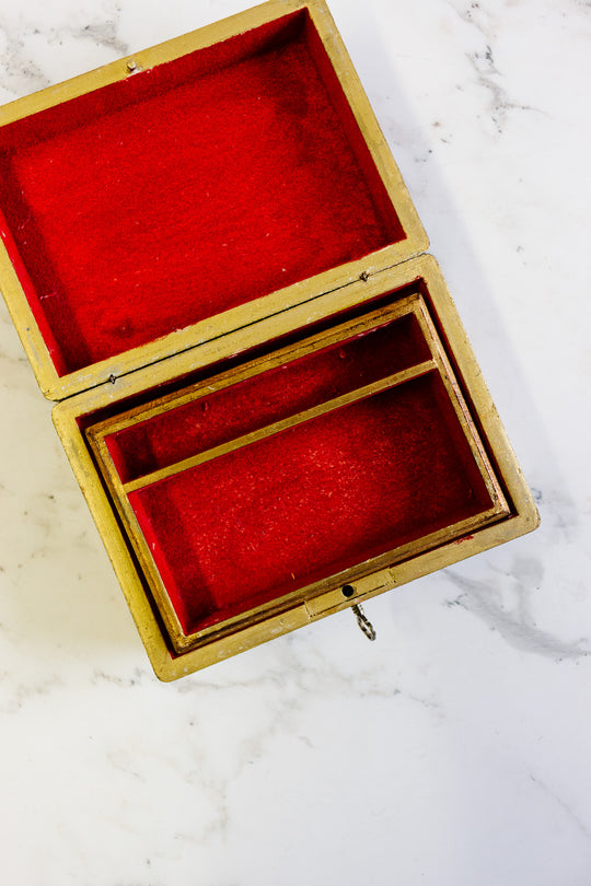 vintage italian florentine jewelry box with key