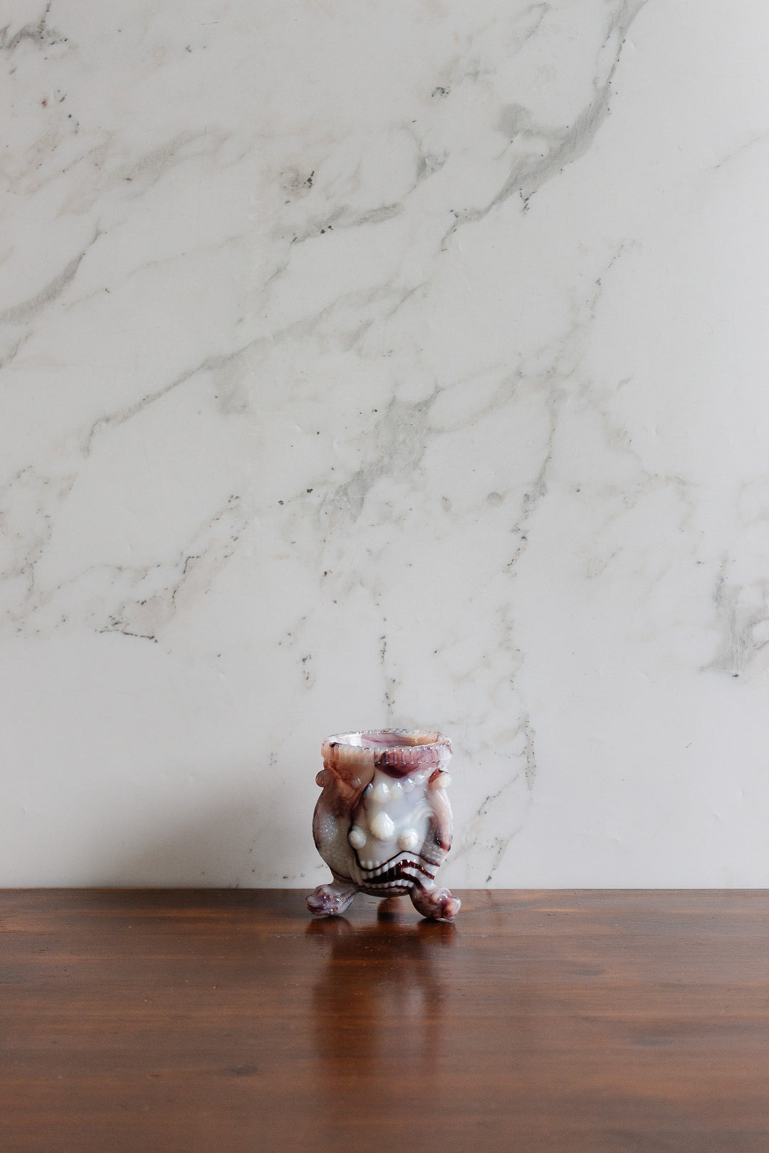 antique french opaline de foire  vase with triton feet
