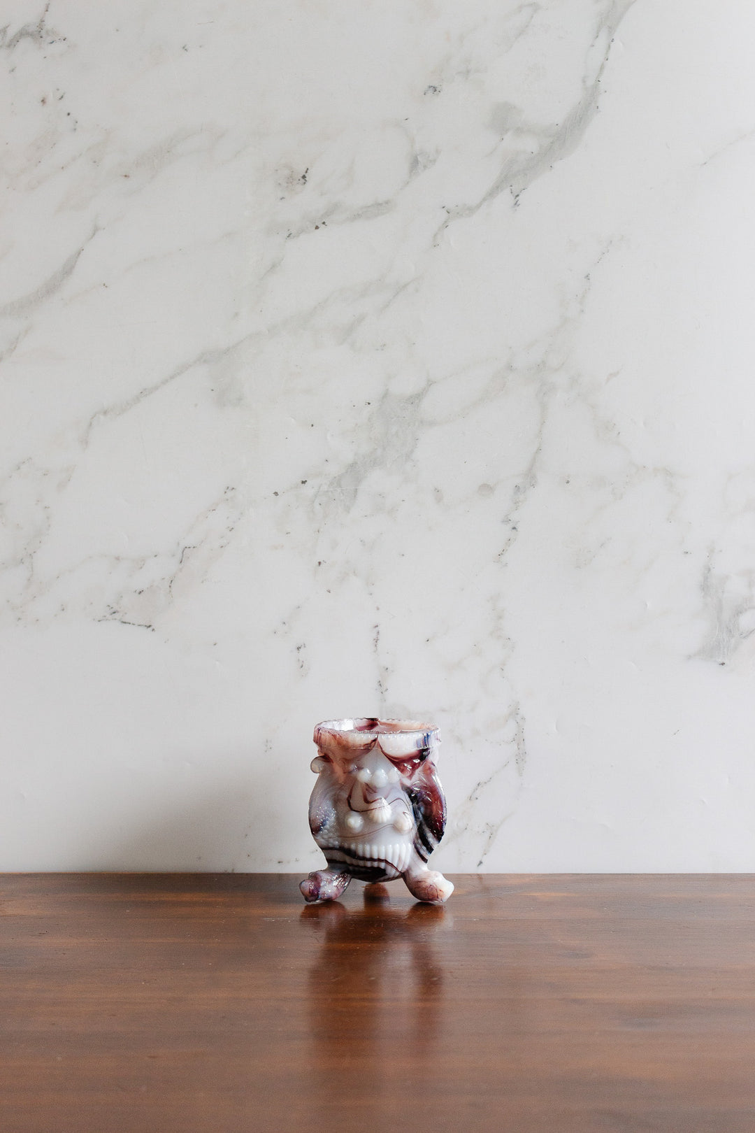 antique french opaline de foire  vase with triton feet