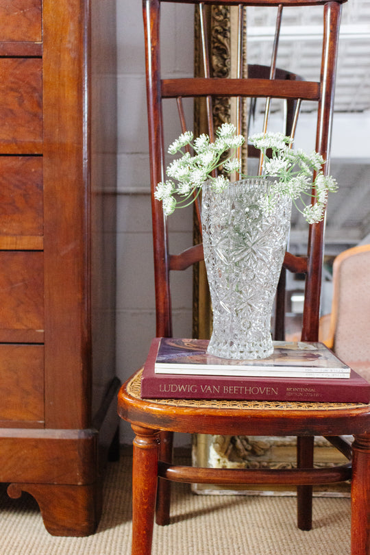 midcentury French cut glass vase