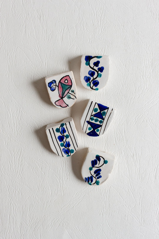 set of 5 vintage french hand painted knife rests
