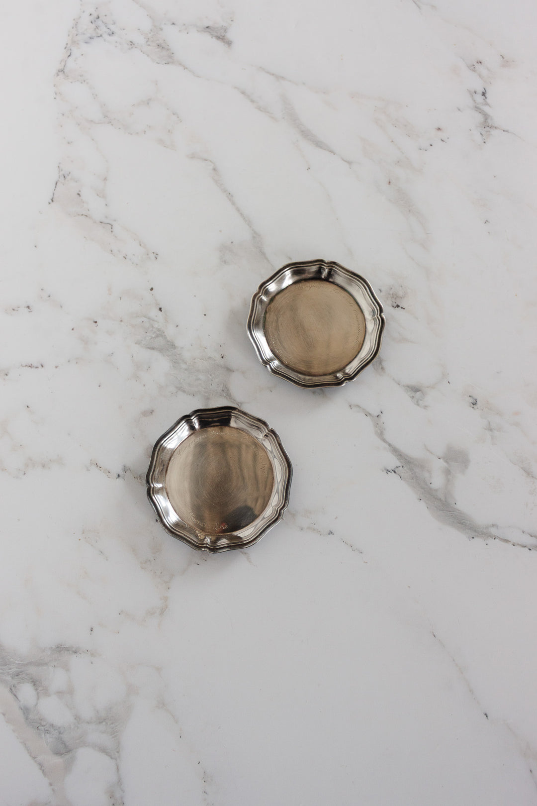 pair of vintage silver cristofle "compagnie generale transatlantique" french line coasters