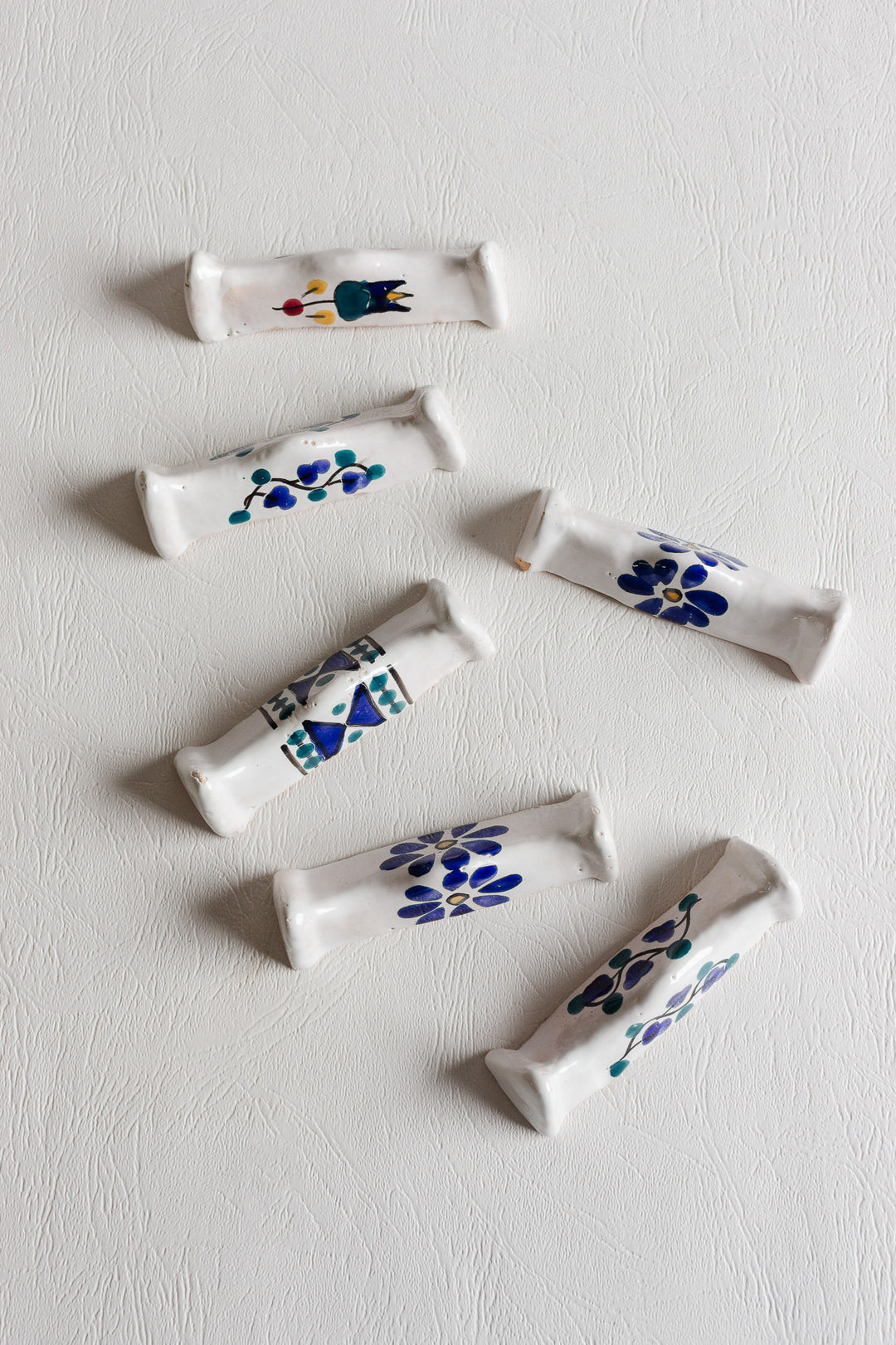 set of 6 vintage french triangular prism knife rests
