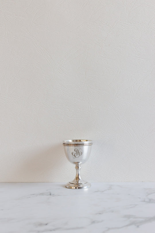 eclectic set of 5 antique french silverplate egg cups