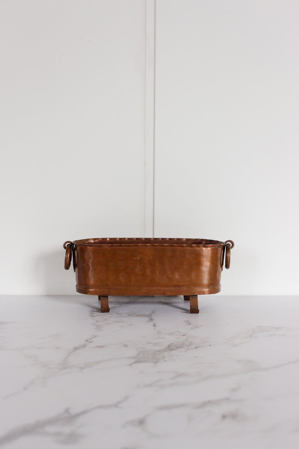 vintage french standing hammered copper planter