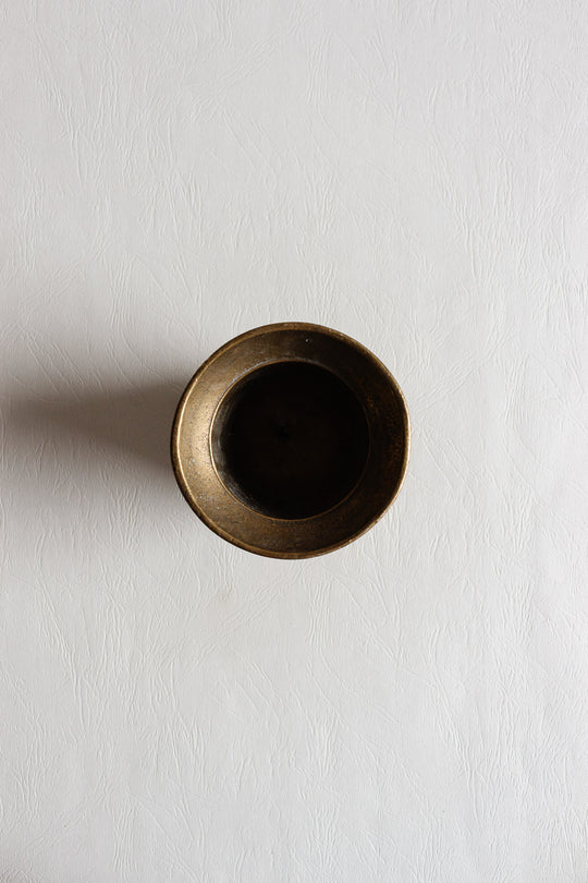 19th century french brass pedestal mortar