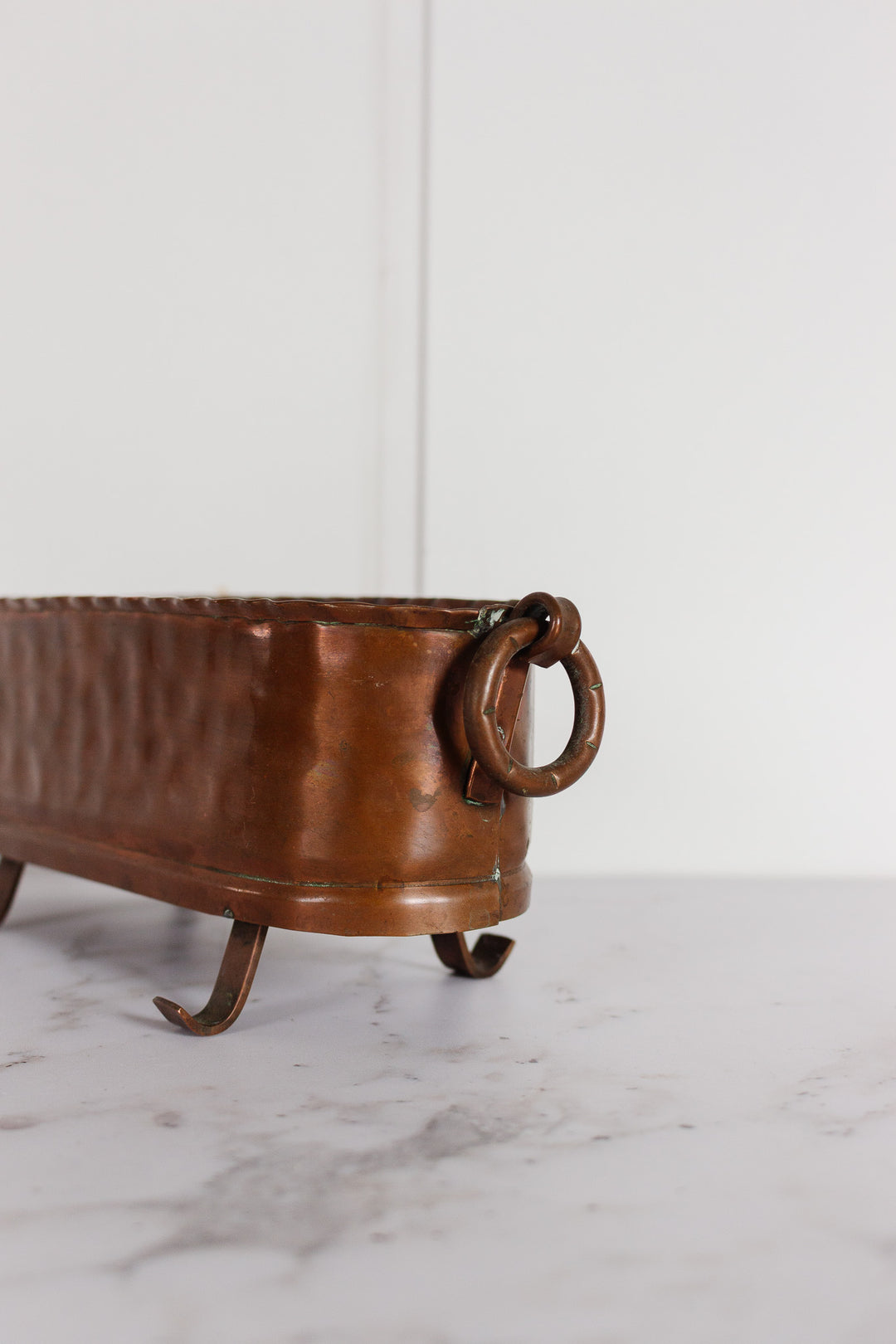 vintage french standing hammered copper planter