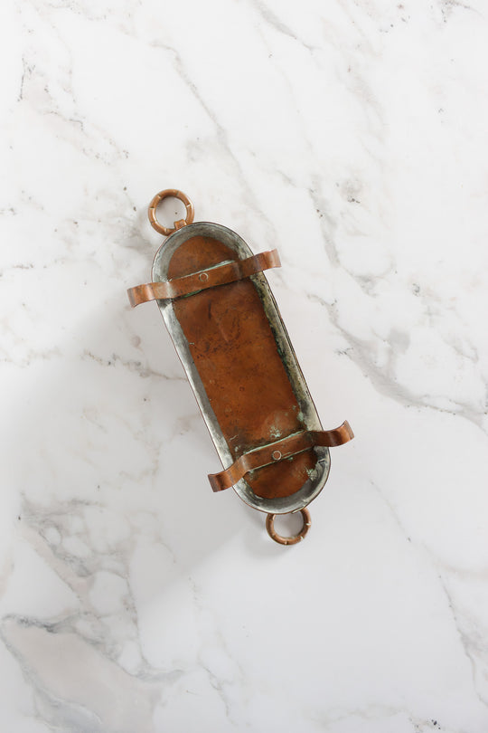 vintage french standing hammered copper planter