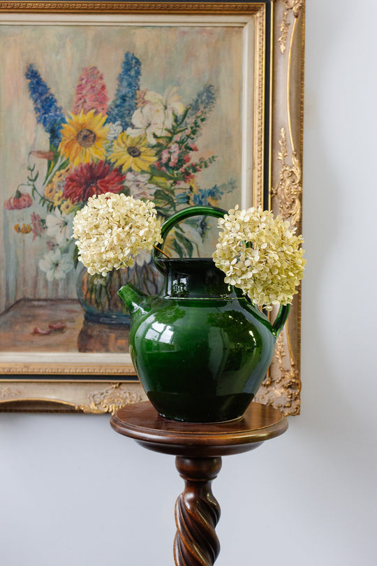 vintage french green glazed water vessel