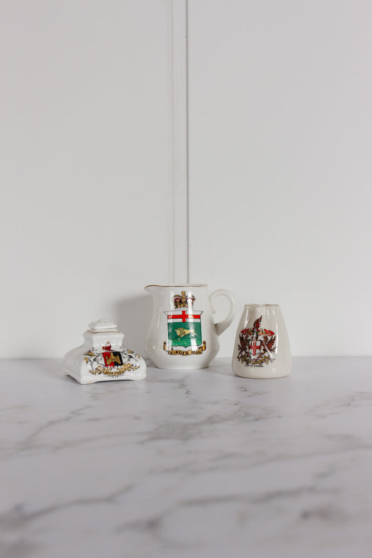 trio of miniature English porcelain souvenirs