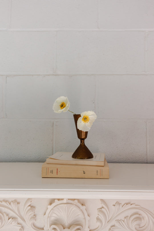 petite midcentury French brass bud vase