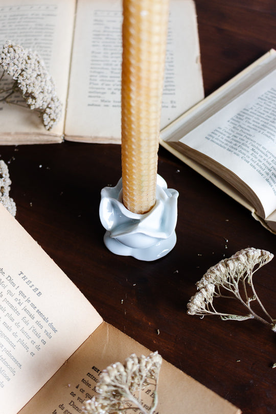 vintage limoges white rose candle votive