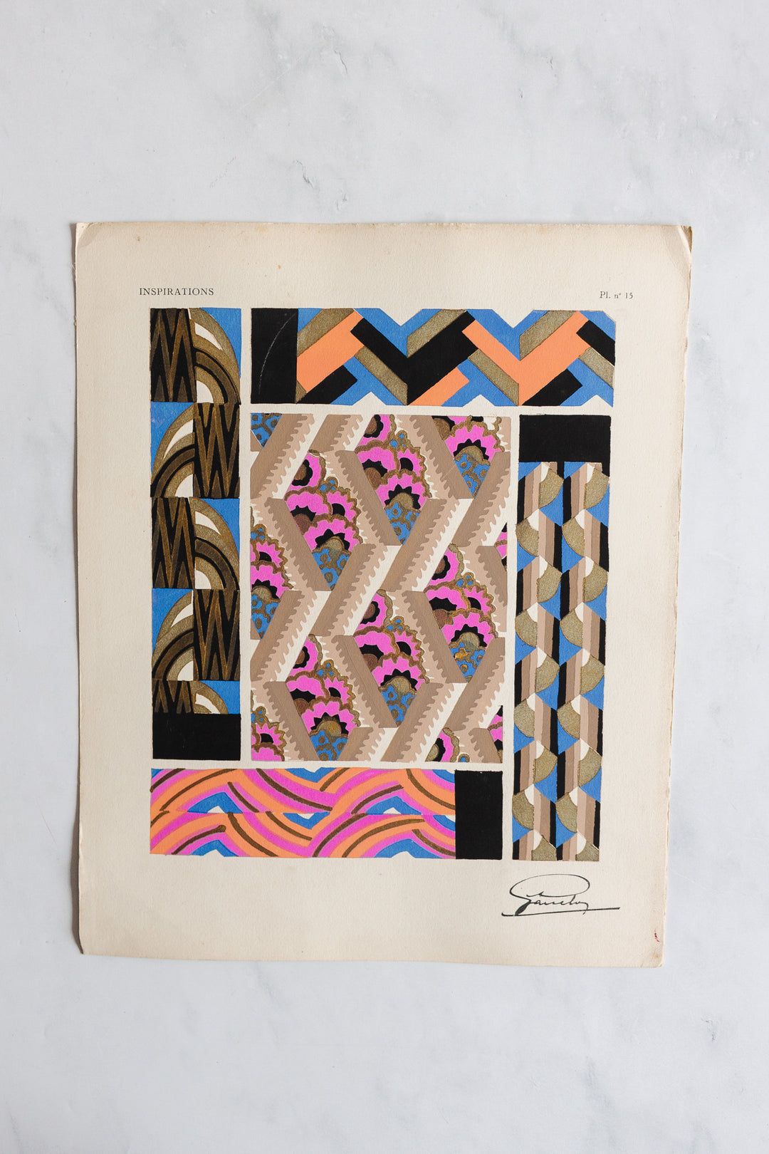 rare 1930s French art deco Pochoir screen prints, “Inspirations: Motifs en Couleur”