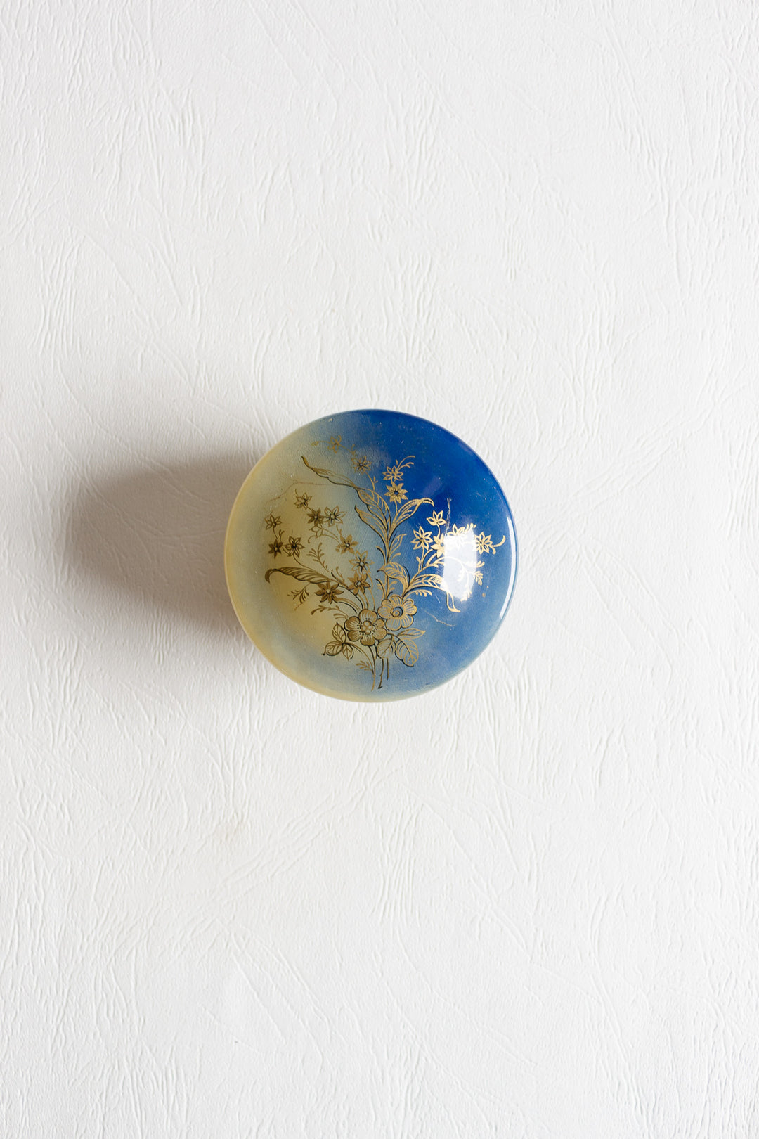vintage french onyx trinket box with silkscreen florals