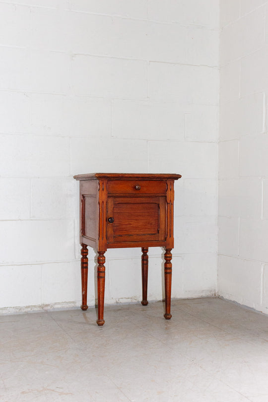 antique french marble top side table with turned wood legs