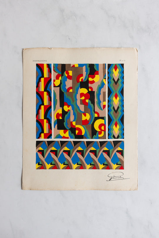 rare 1930s French art deco Pochoir screen prints, “Inspirations: Motifs en Couleur”